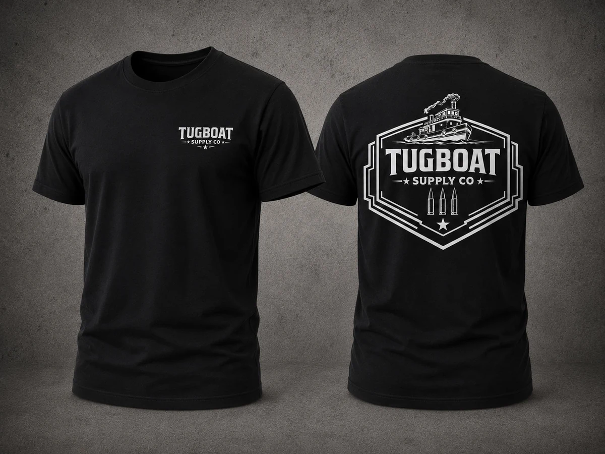 Heritage Badge shirt in Black, front and back