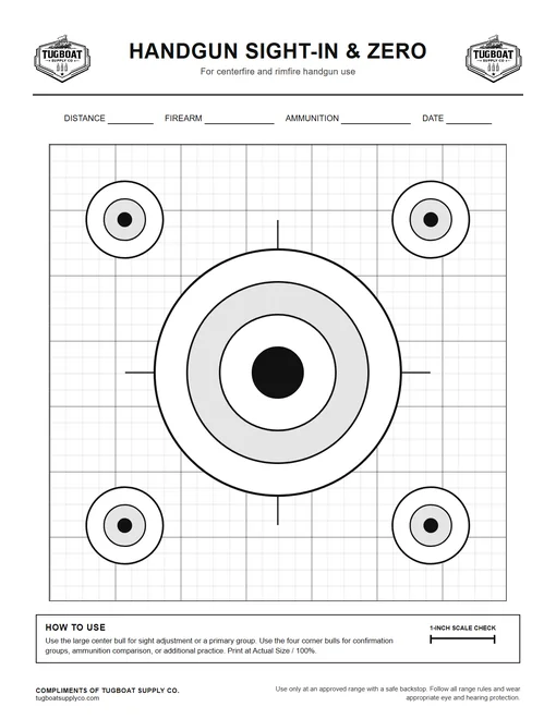Preview of the Handgun Sight-In and Zero target